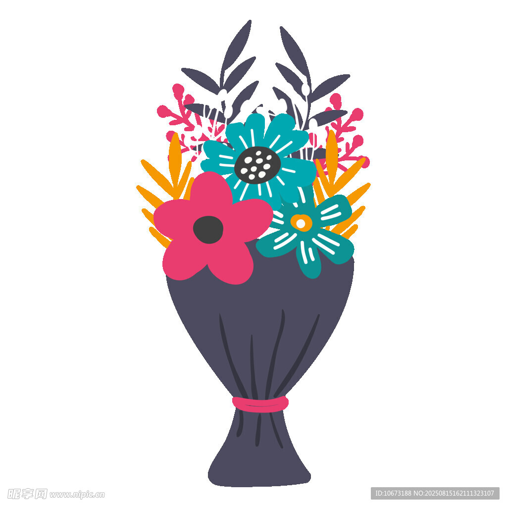 多彩手繪花束插畫(huà)