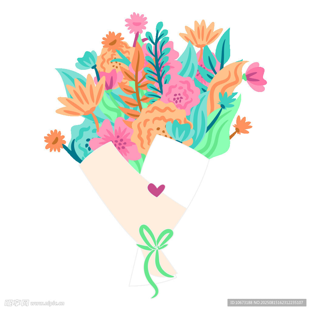手繪多彩花束插畫