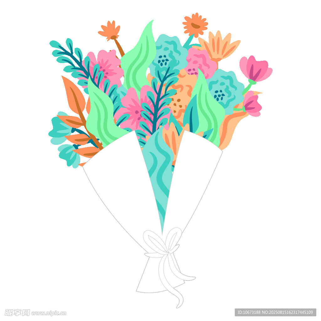 多彩手繪花束插畫