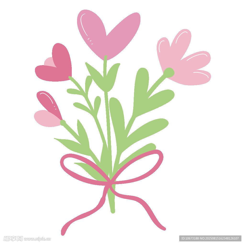 粉色愛(ài)心花朵插畫(huà)