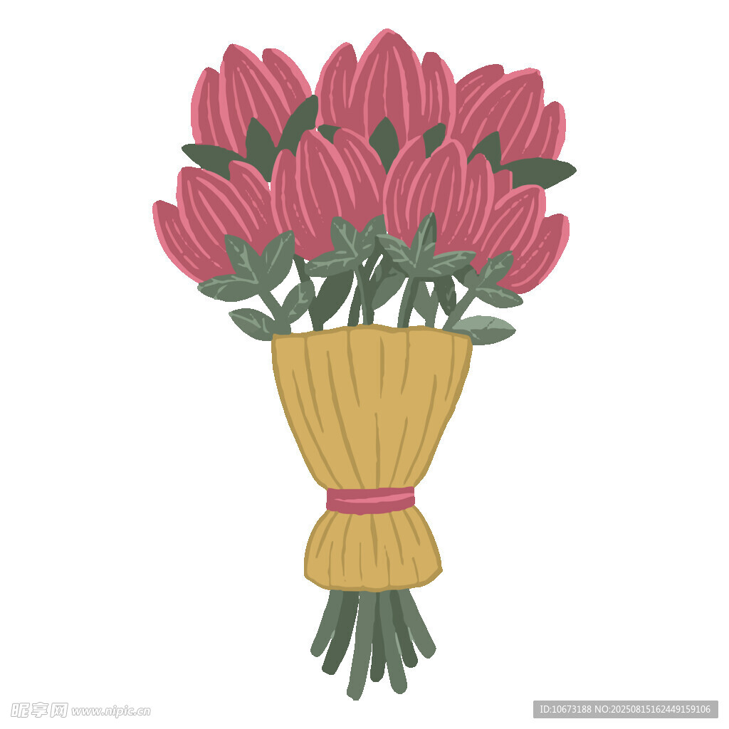 粉色郁金香花束插畫
