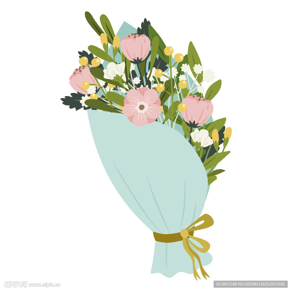 清新粉色花束插畫