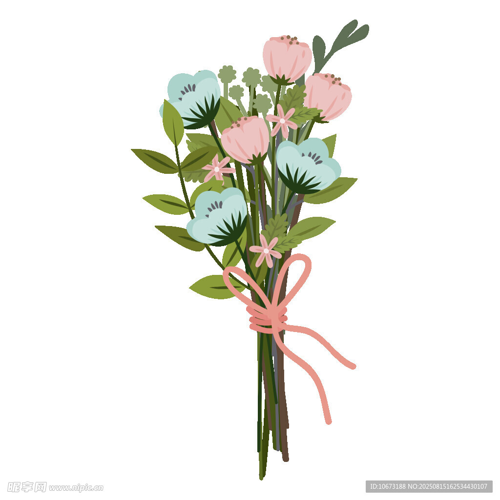清新粉藍系仿真花束