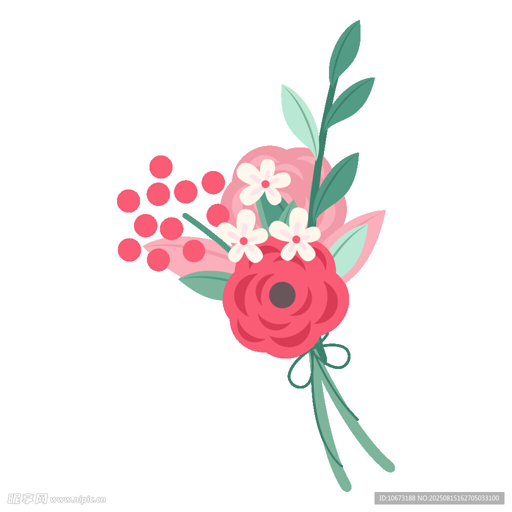 手繪清新花卉花束插畫