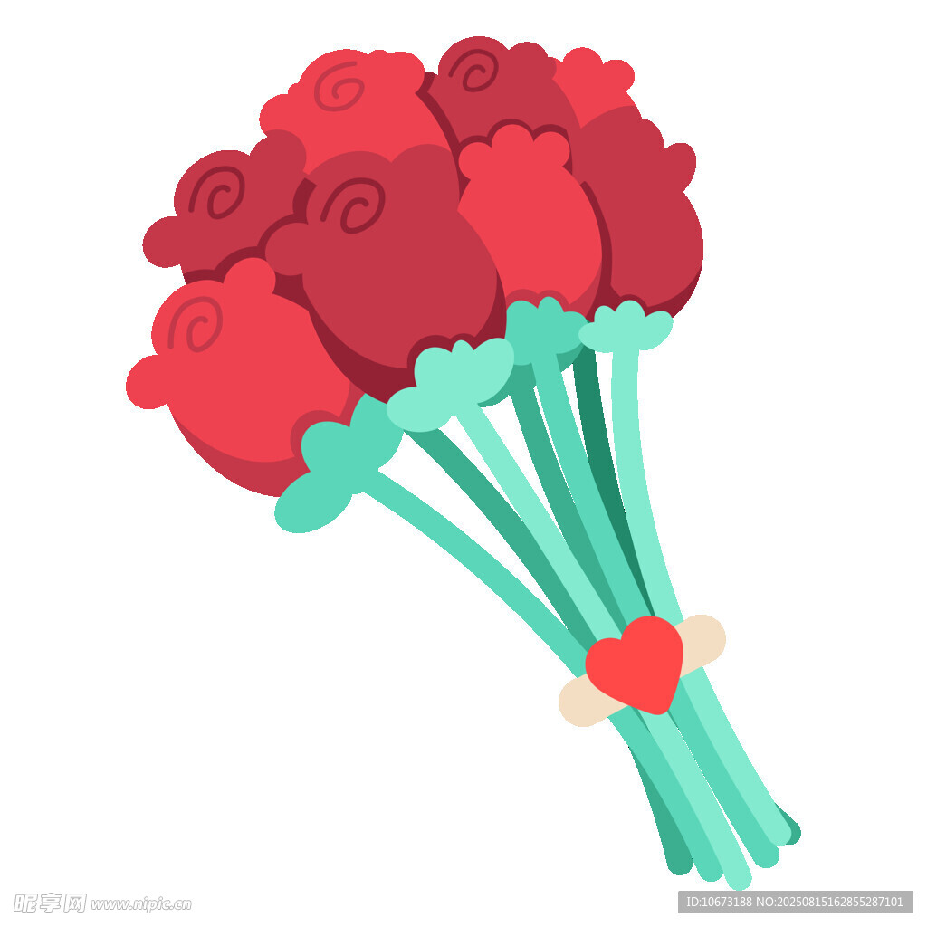 紅玫瑰花束插畫
