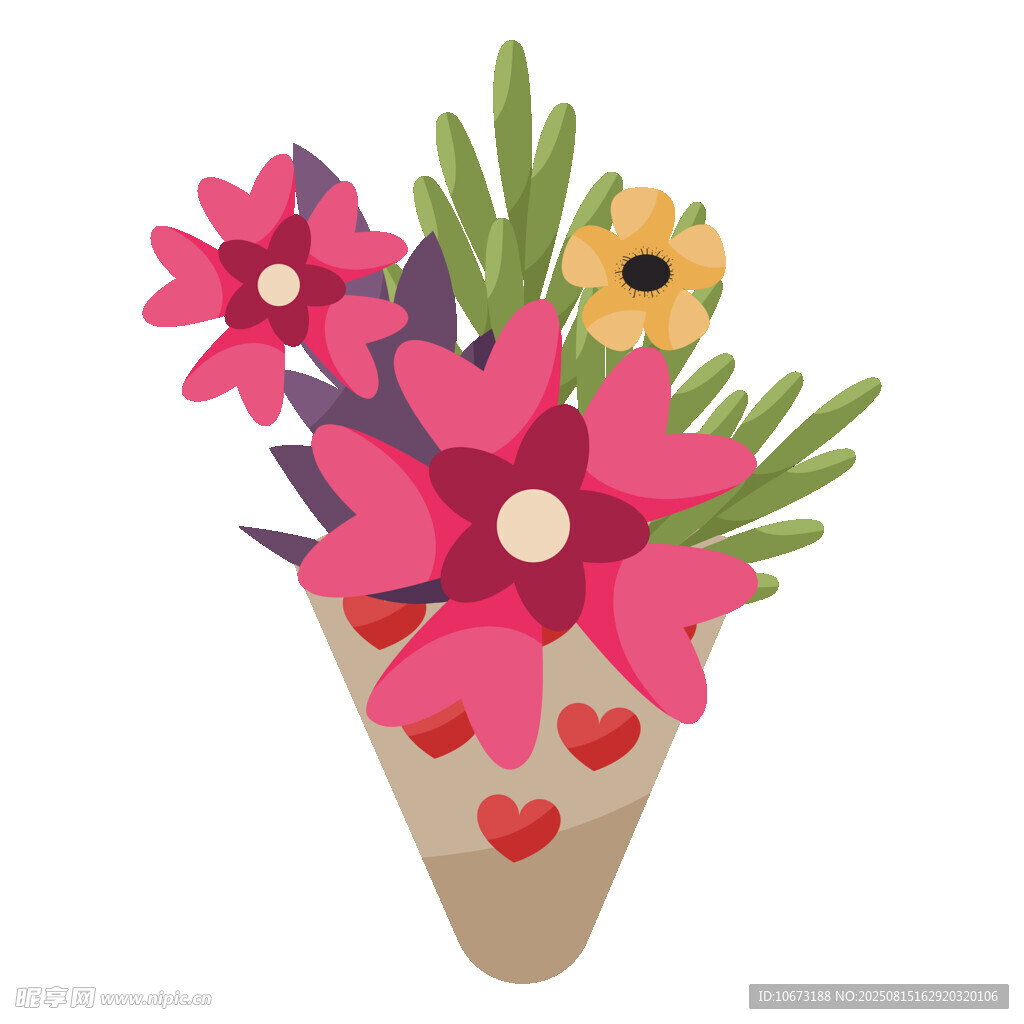 花束插畫多彩花朵愛意濃