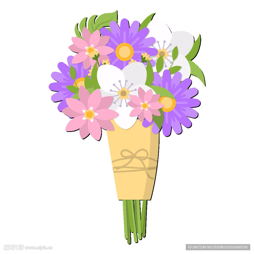 手繪多彩花束插畫