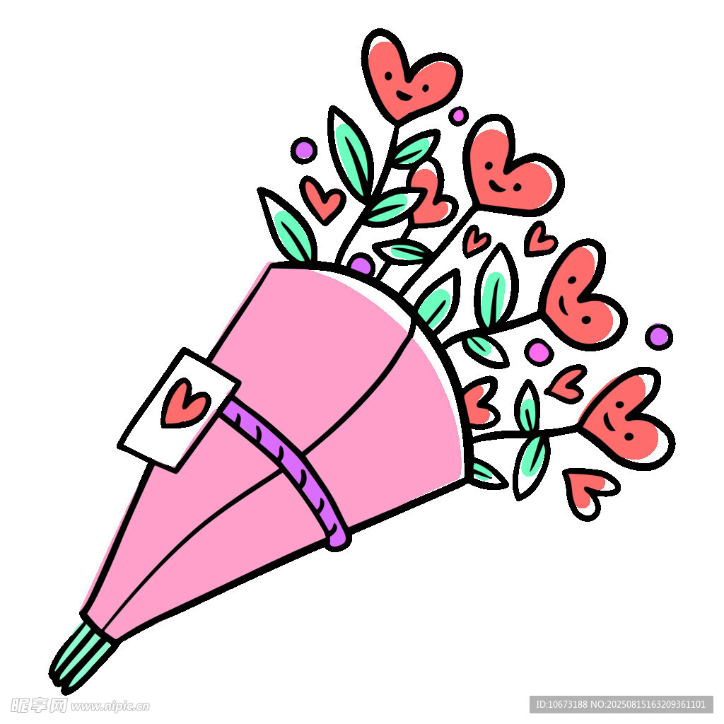 手繪愛心花束插畫
