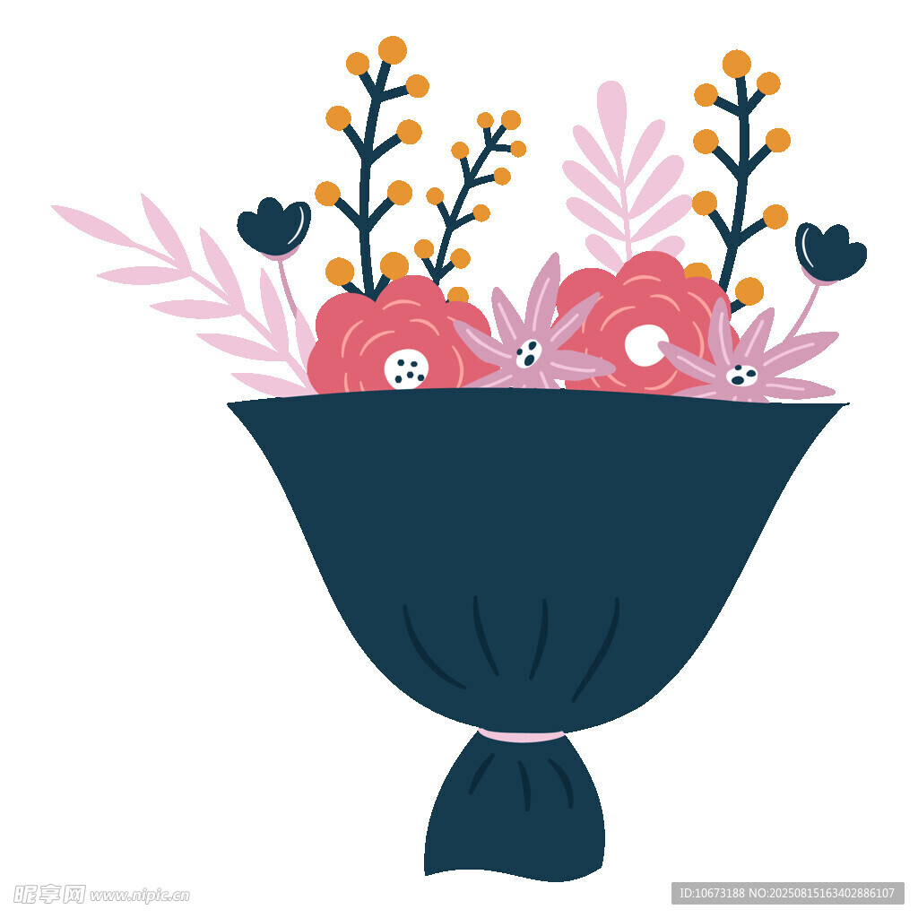 手繪精美花束插畫(huà)