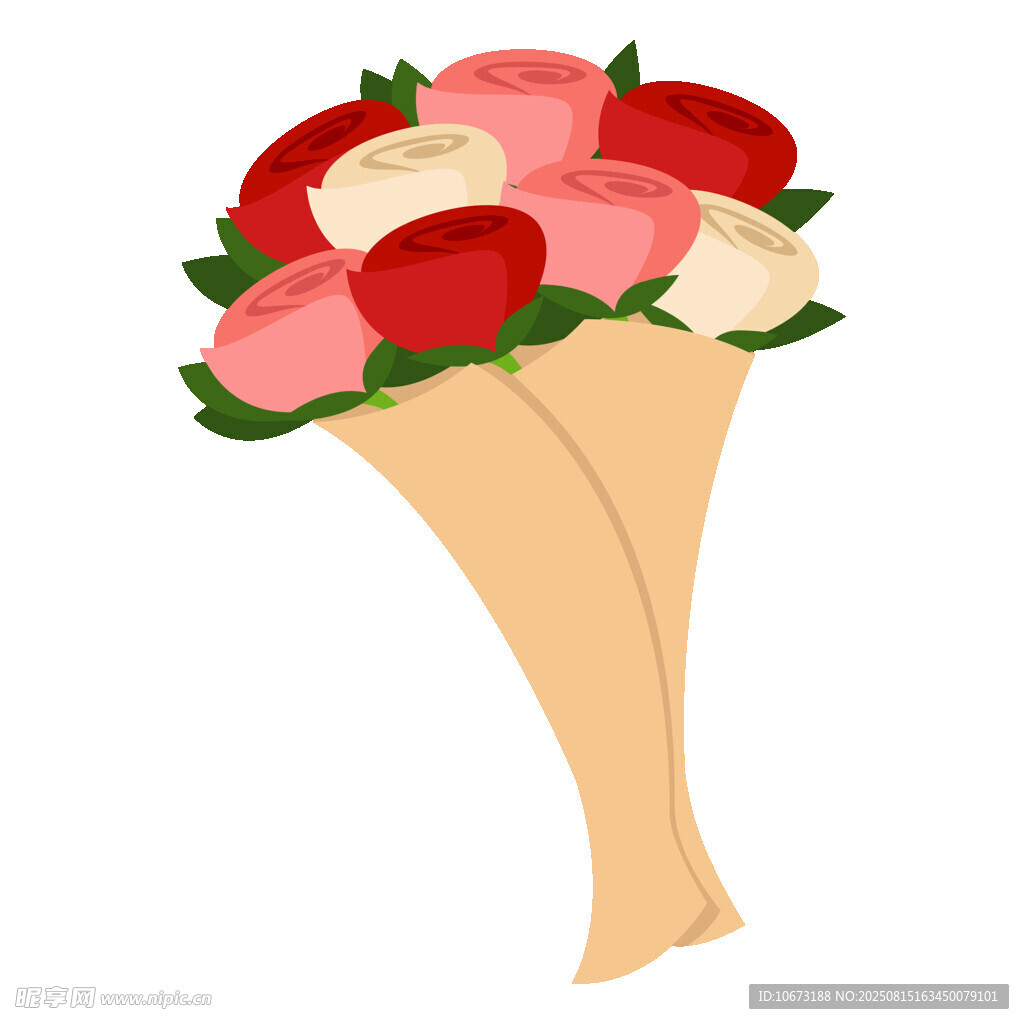 精美手繪玫瑰花束插畫