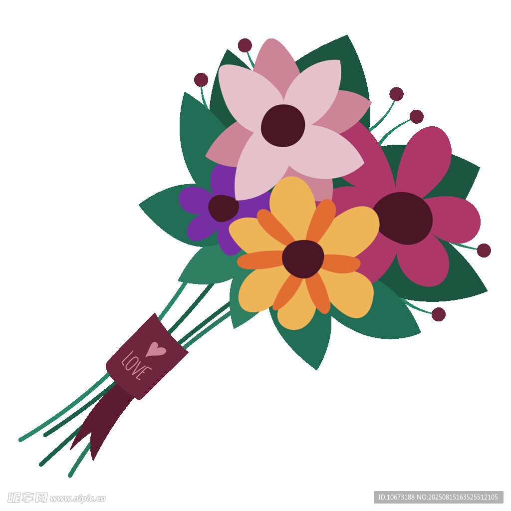 多彩手繪花束插畫(huà)
