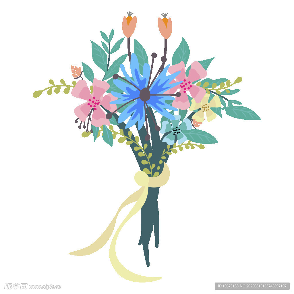手繪多彩花束插畫(huà)