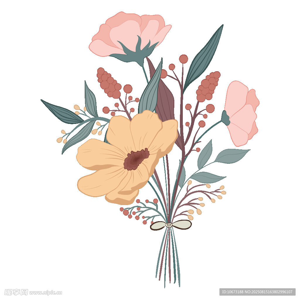 手繪清新花束插畫(huà)