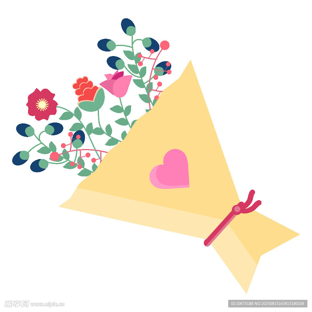 手繪愛心花束插畫