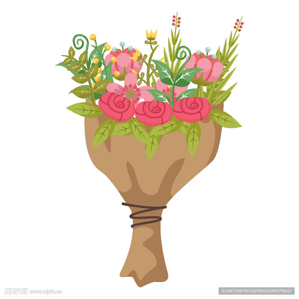 精美手繪花束插畫