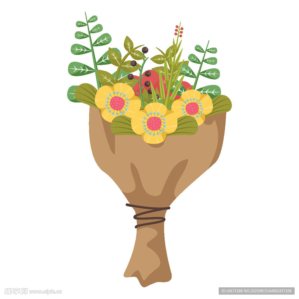 手繪清新花束插畫