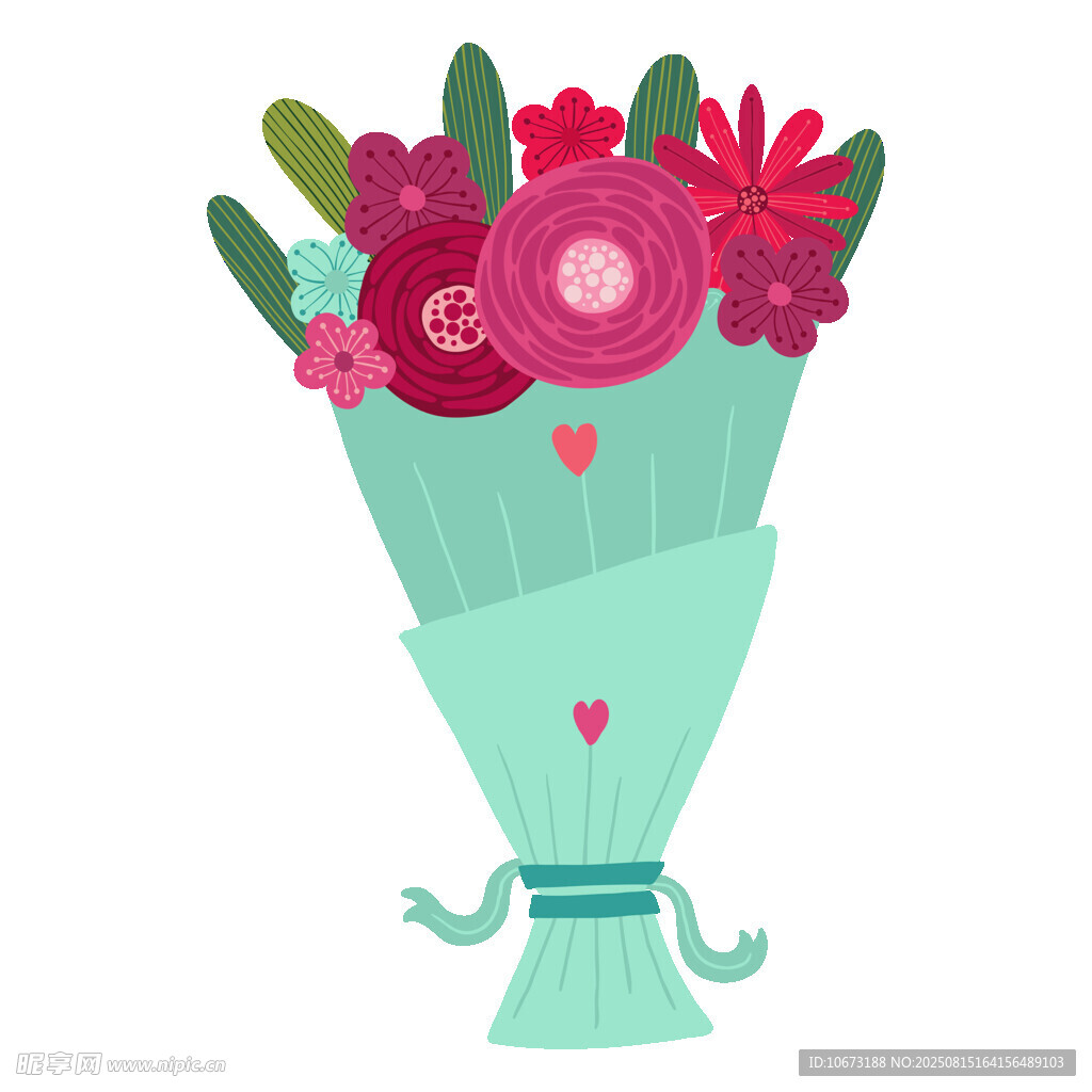 可愛手繪風花束插畫
