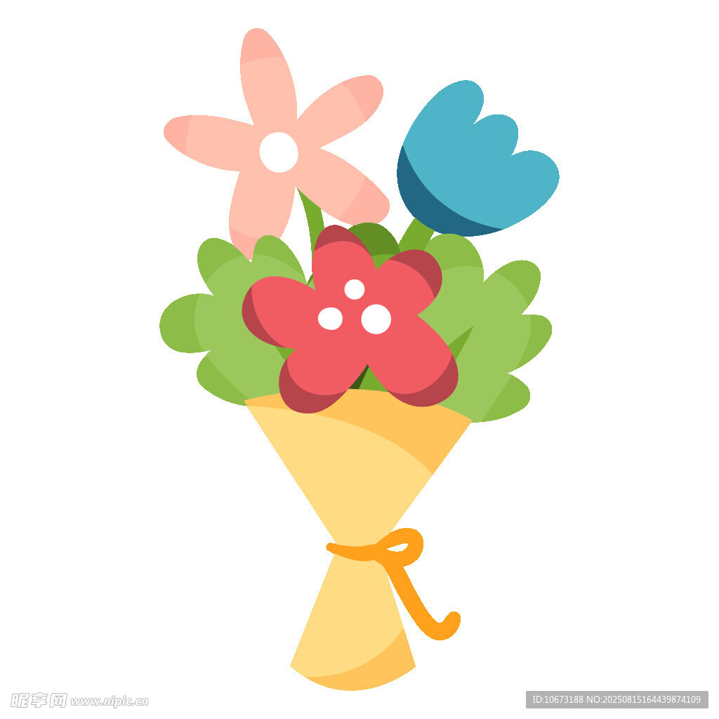 多彩卡通花束插畫