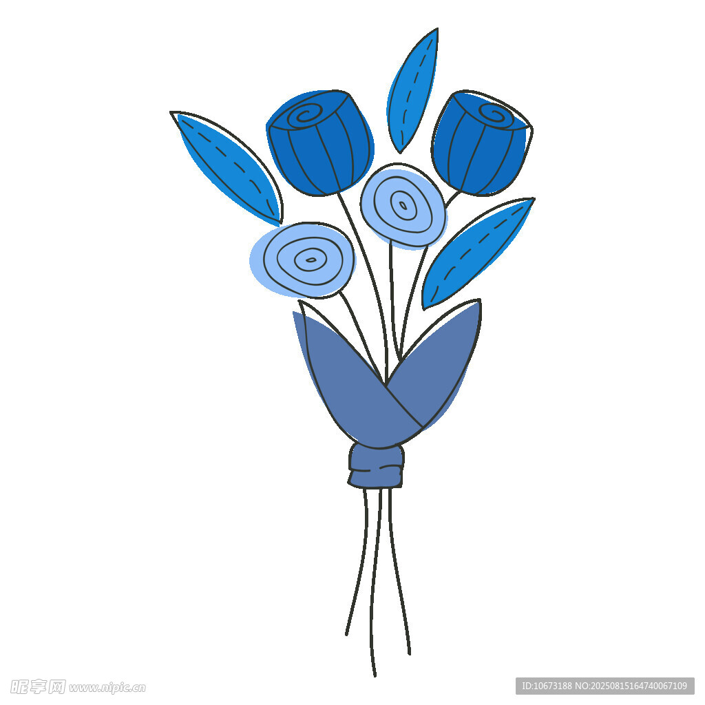 藍(lán)色手繪花束插畫(huà)