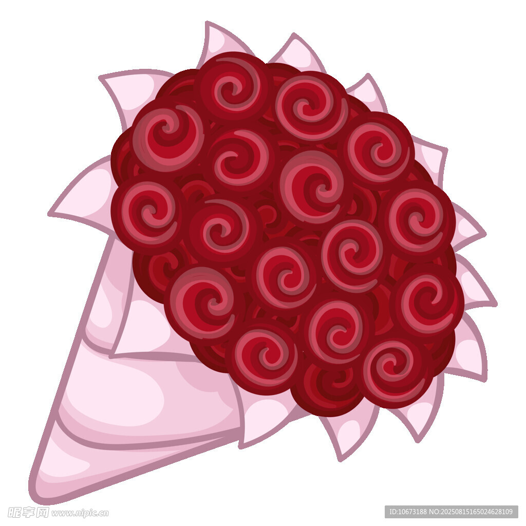 紅玫瑰手捧花插畫