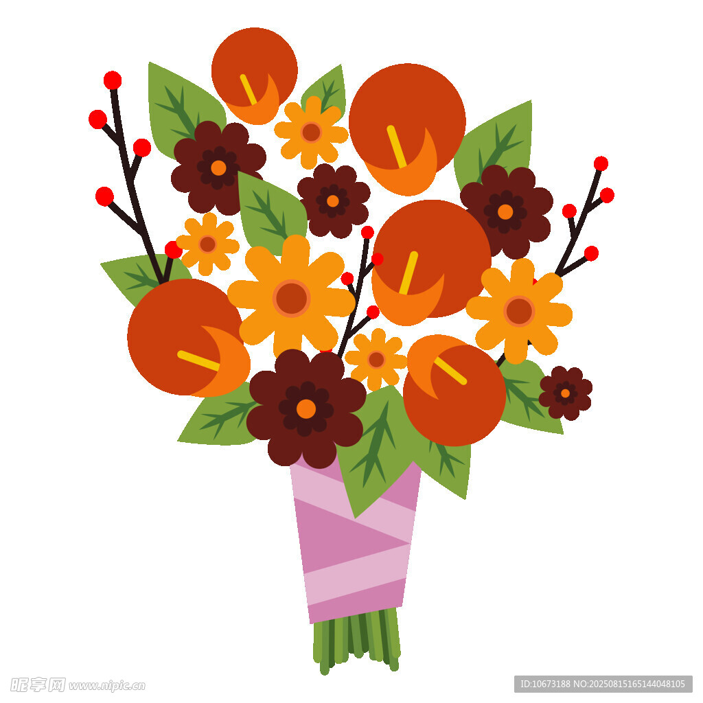 多彩花束插畫