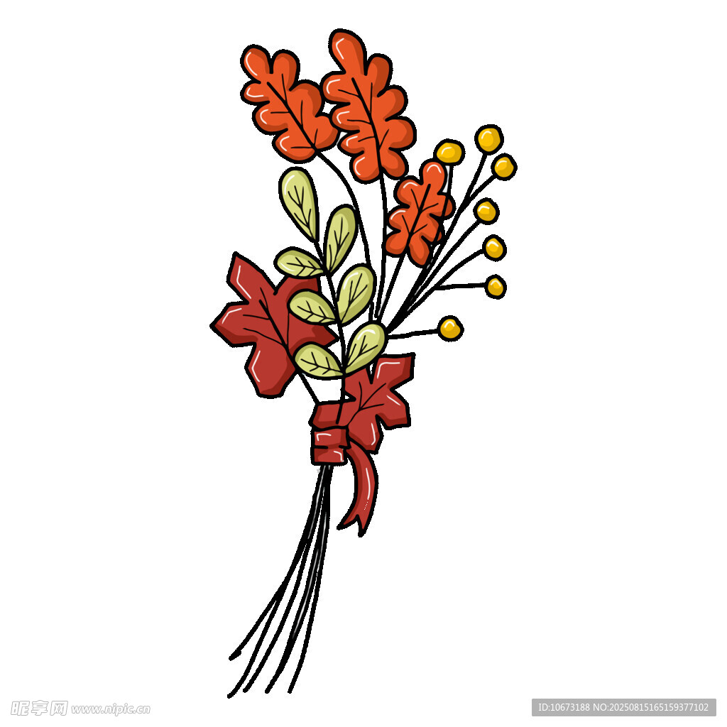 手繪紅色花束插畫