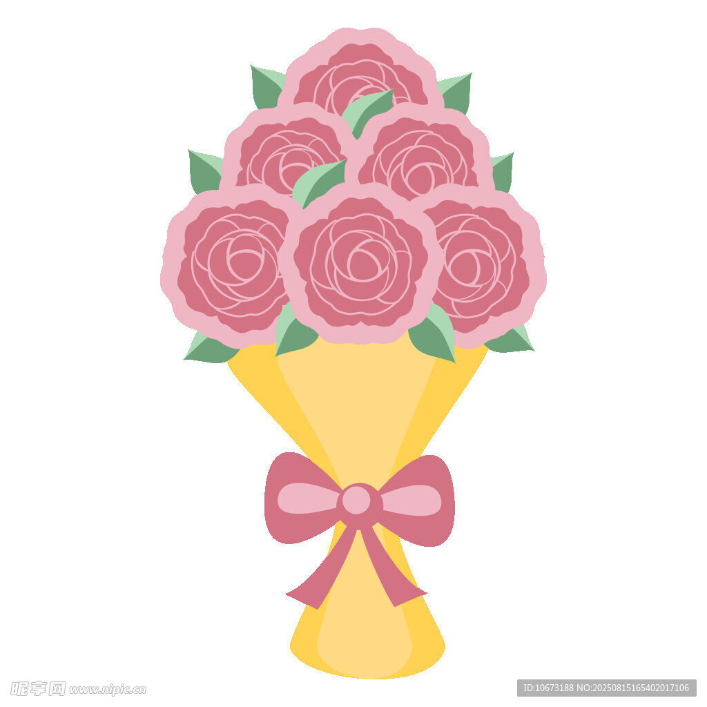 粉色玫瑰花束插畫(huà)