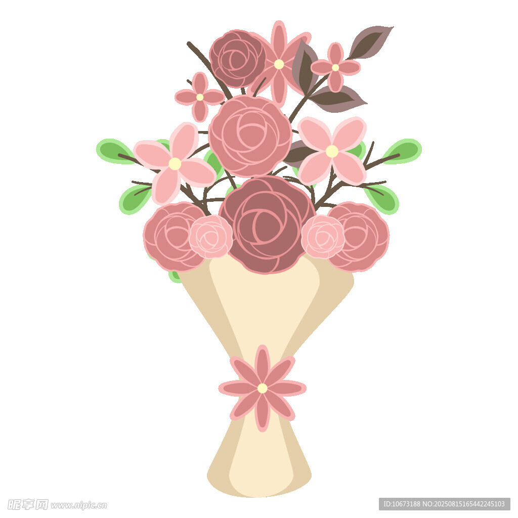粉色花卉花束插畫