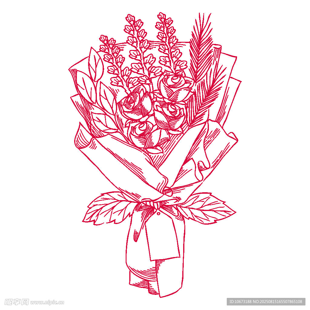 手繪粉色花束插畫