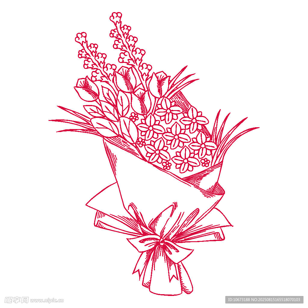 粉色花卉禮品包裝插畫