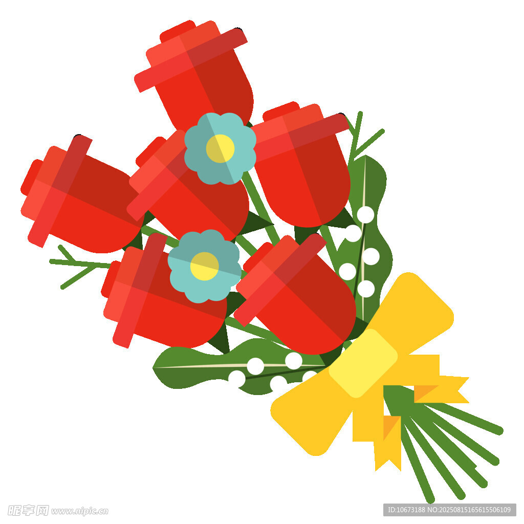 紅色花束配黃色蝴蝶結(jié)