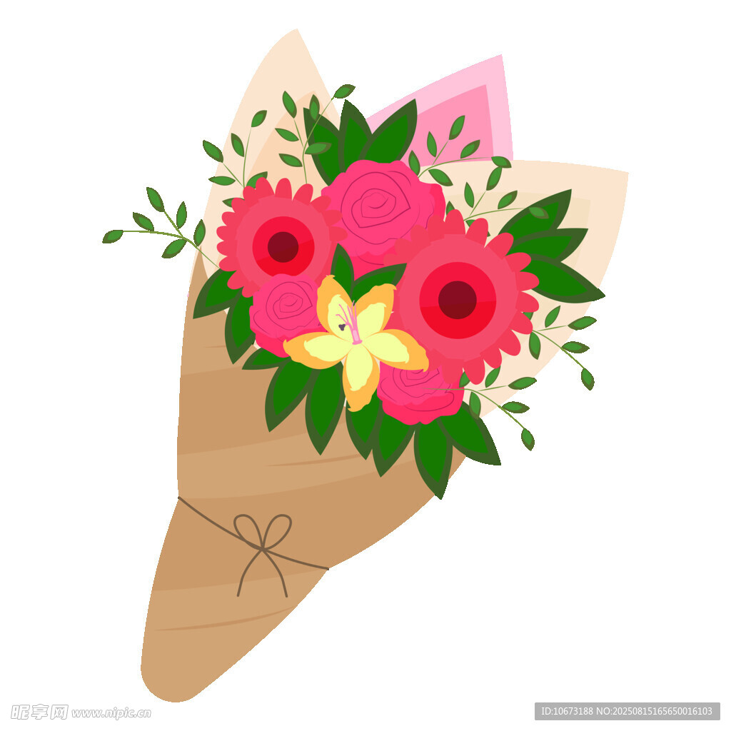 精美手繪花束插畫