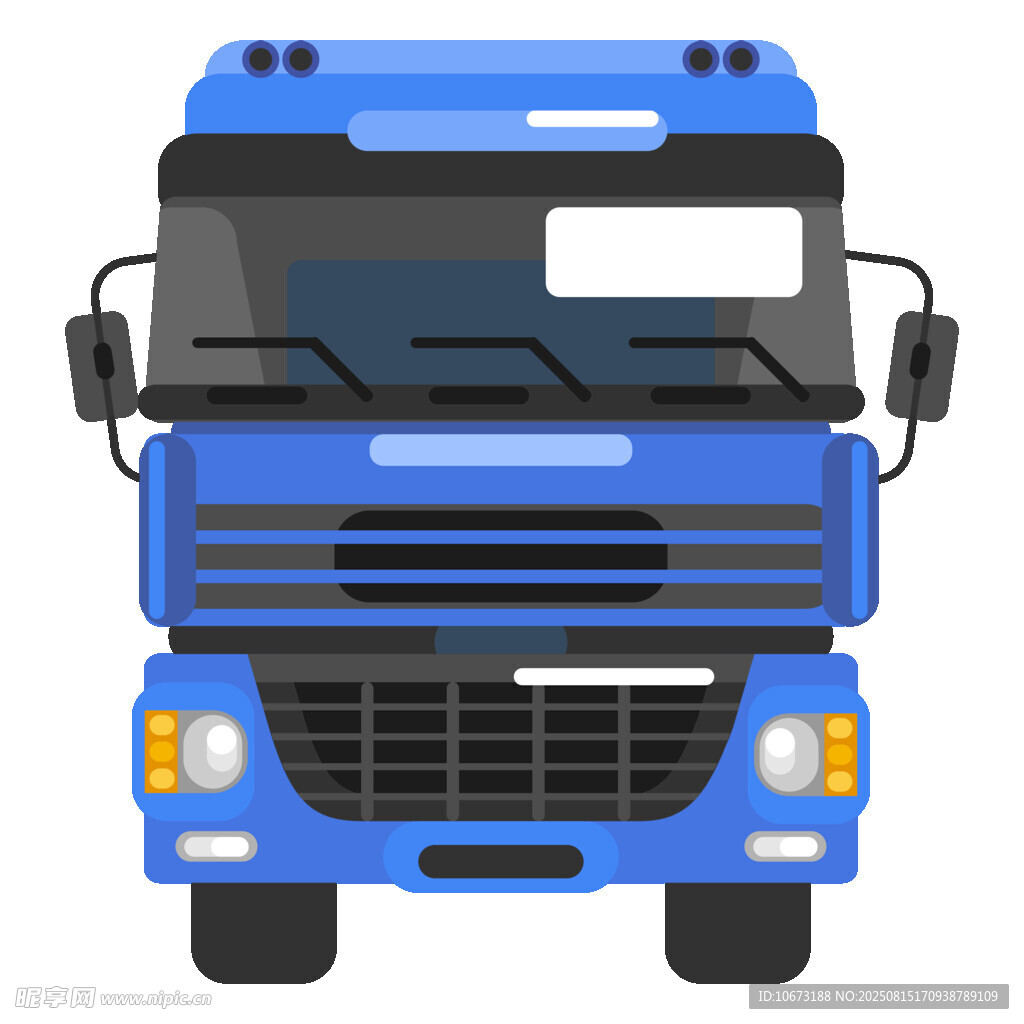藍(lán)色貨運(yùn)卡車正面視圖