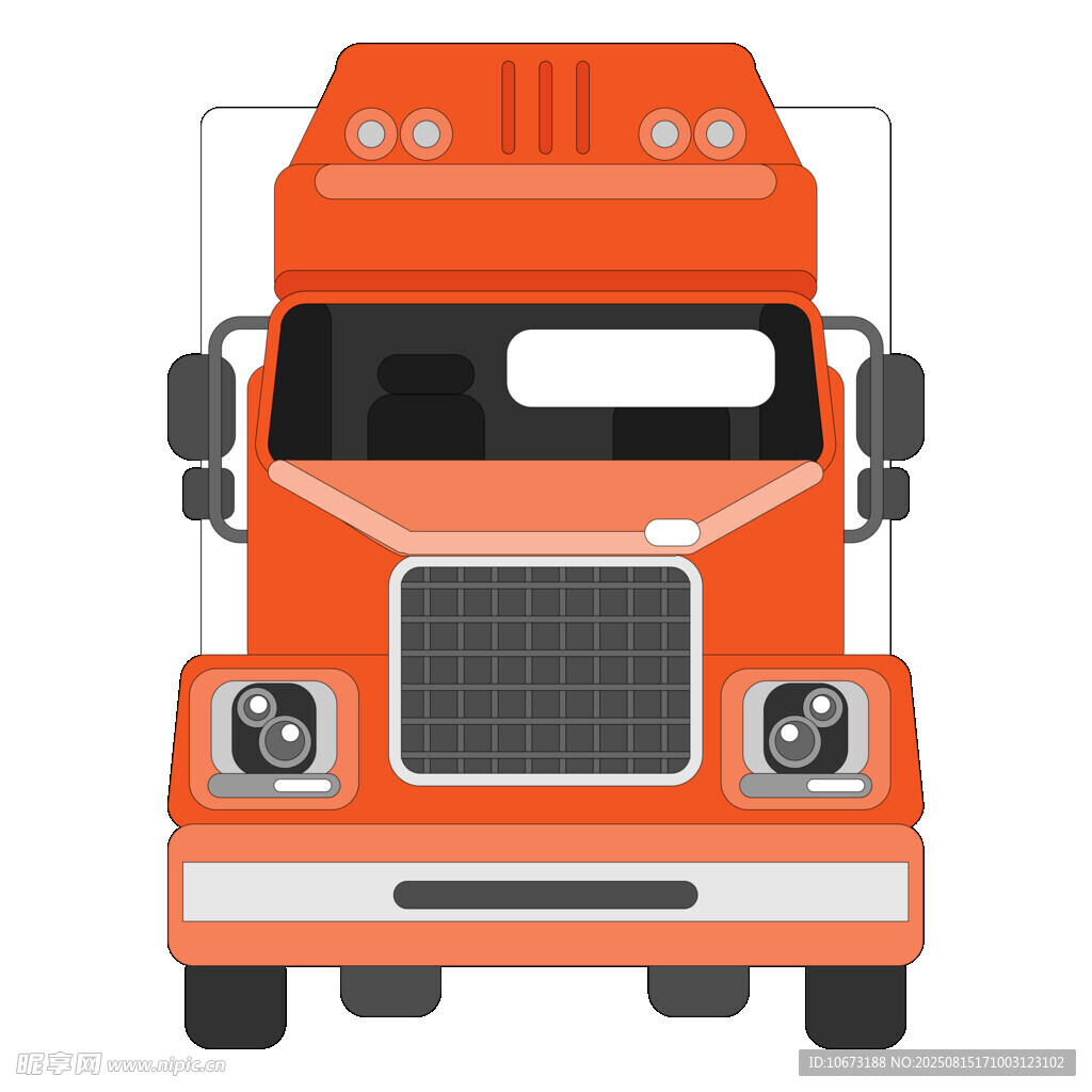 橙色貨運(yùn)卡車(chē)正面視圖
