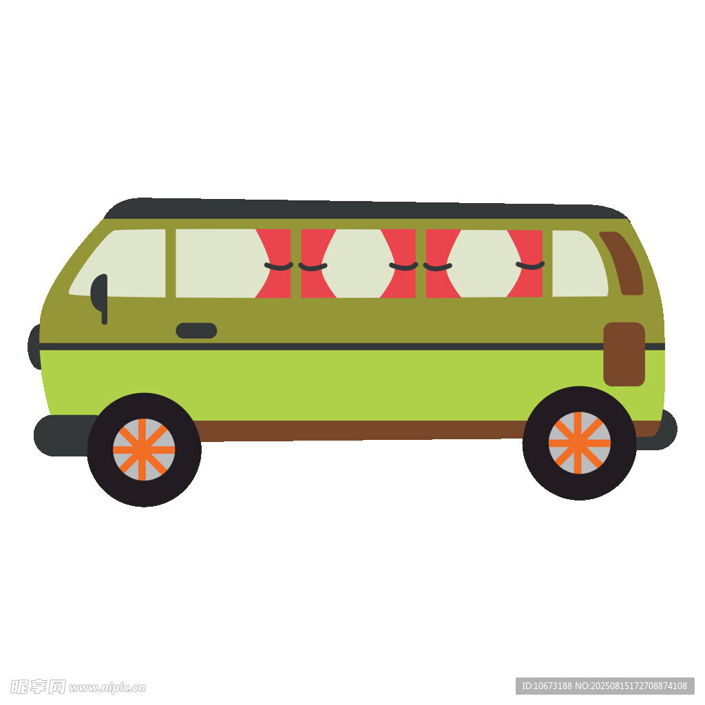 綠色復(fù)古風(fēng)卡通面包車