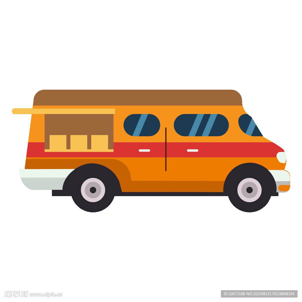 橙色貨車載物插畫