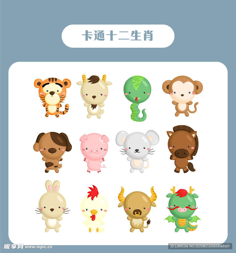 卡通版十二生肖形象展示