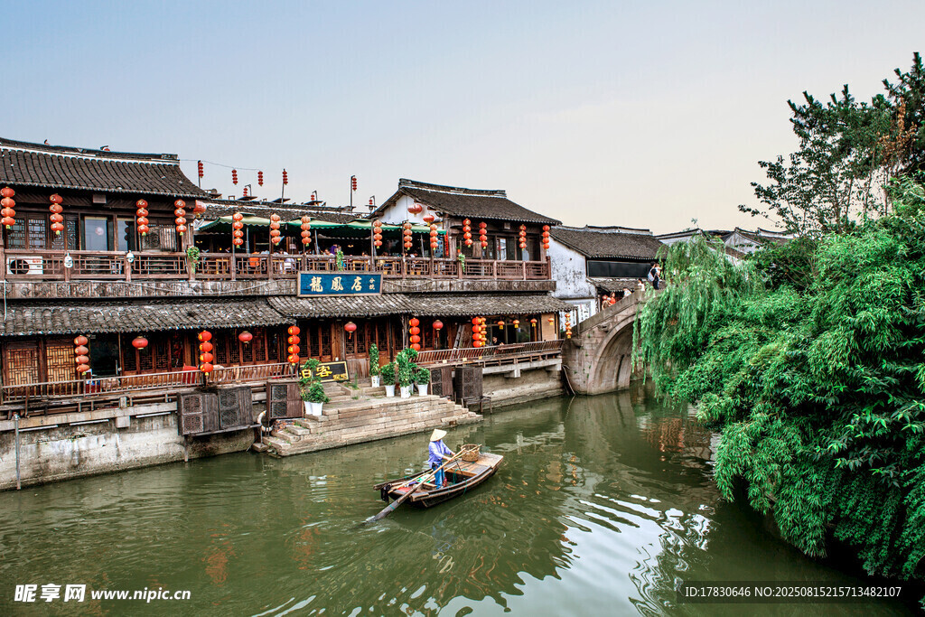 江南水鄉(xiāng)古建小船美景