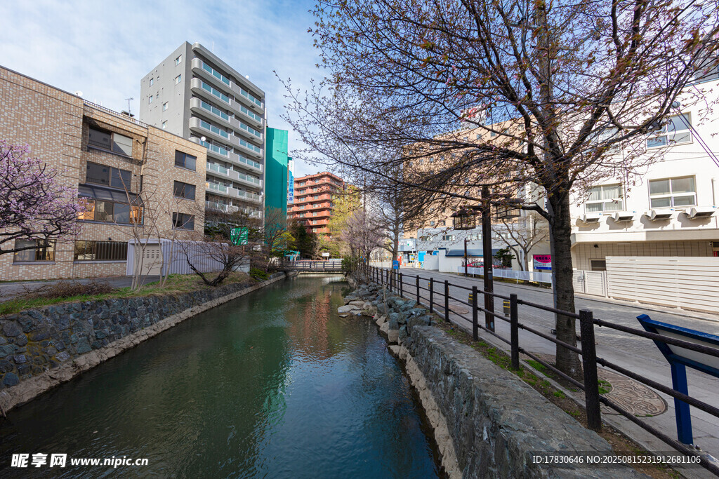 城市中寧靜的河道景觀