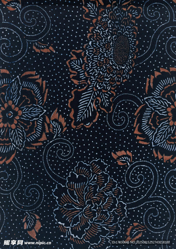 深藍(lán)色花紋織物圖案
