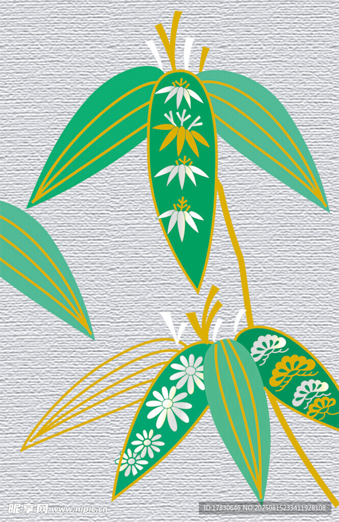 手繪清新竹葉植物圖案