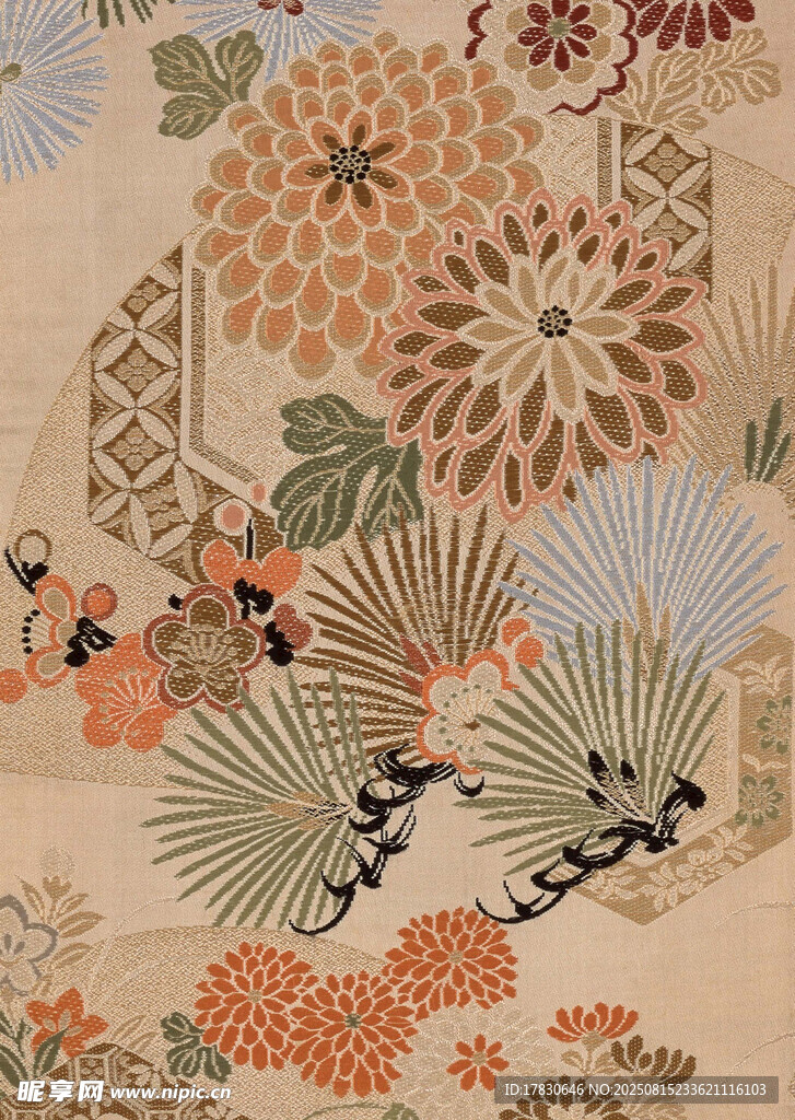 日式傳統(tǒng)花卉飛鳥圖案