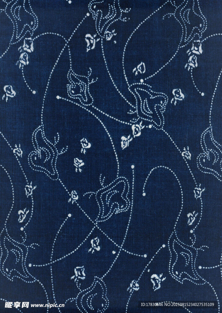 深藍(lán)色底花卉藤蔓圖案