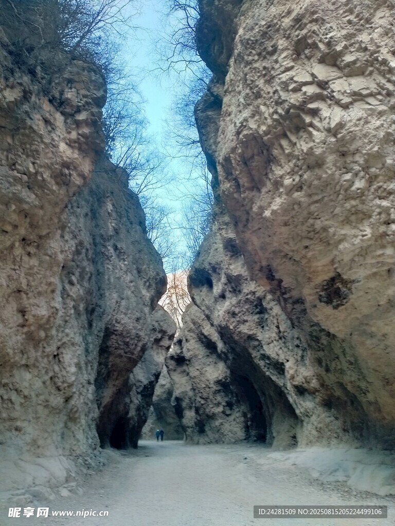 狹窄峽谷中的蜿蜒通道