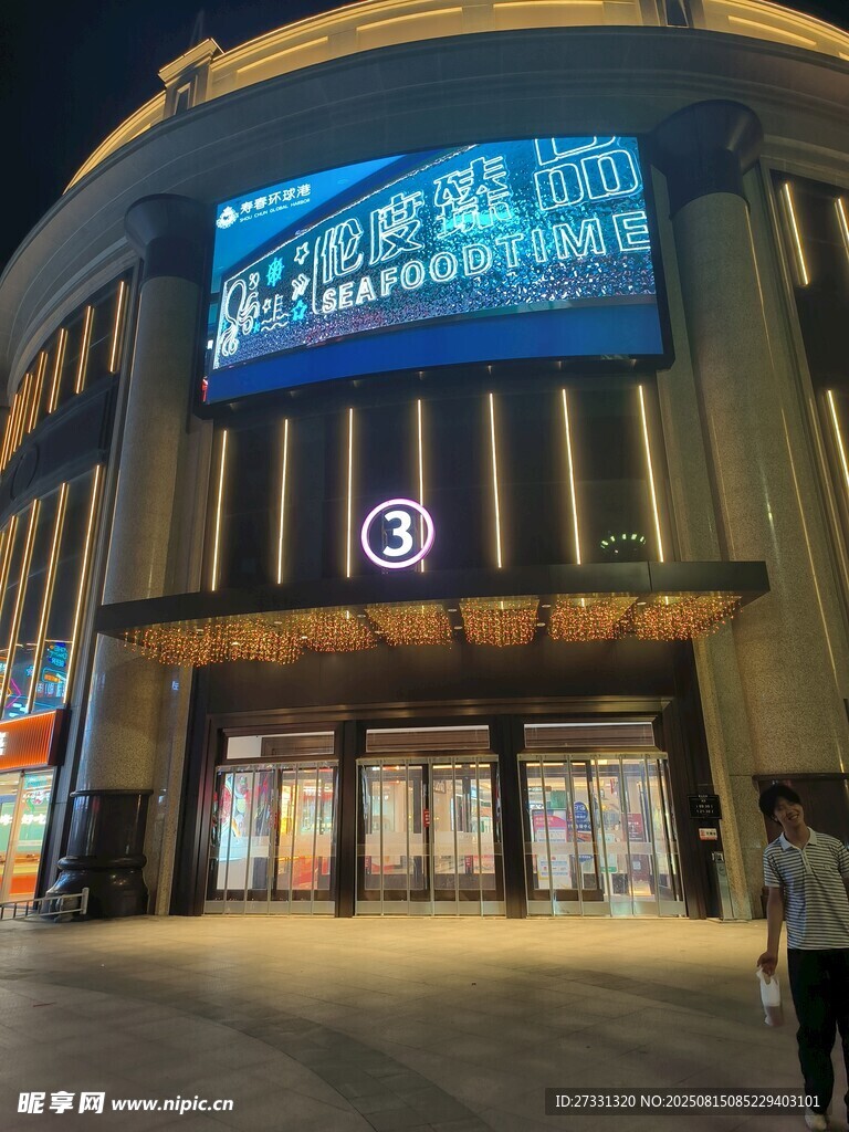 夜晚繁華的大型購物商場