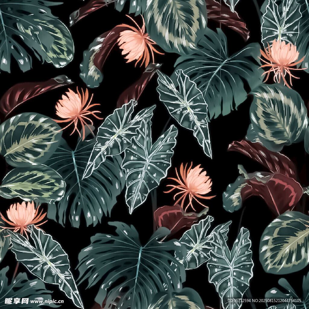 數(shù)碼熱帶植物花卉圖案背景