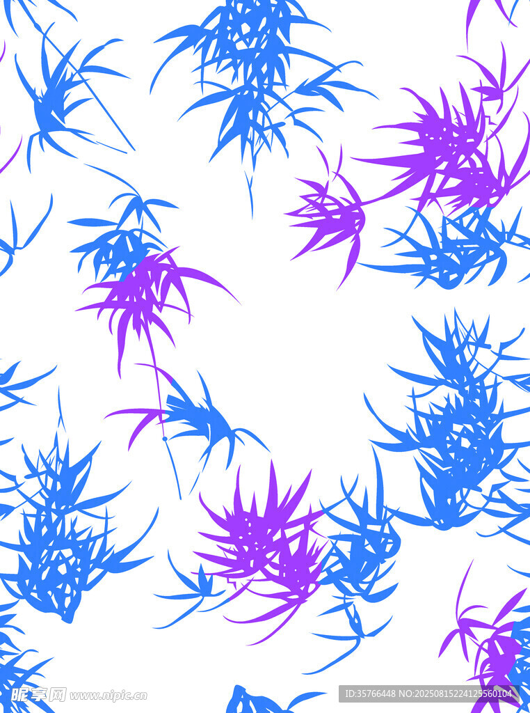 藍(lán)紫植物圖案無縫背景圖