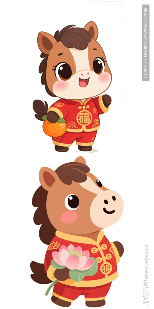 可愛卡通小馬賀歲形象