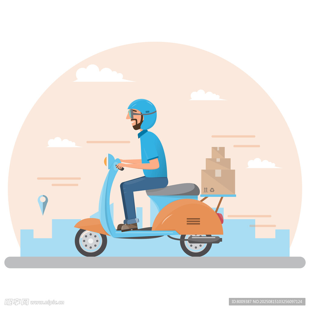 騎電動(dòng)車送貨的快遞員