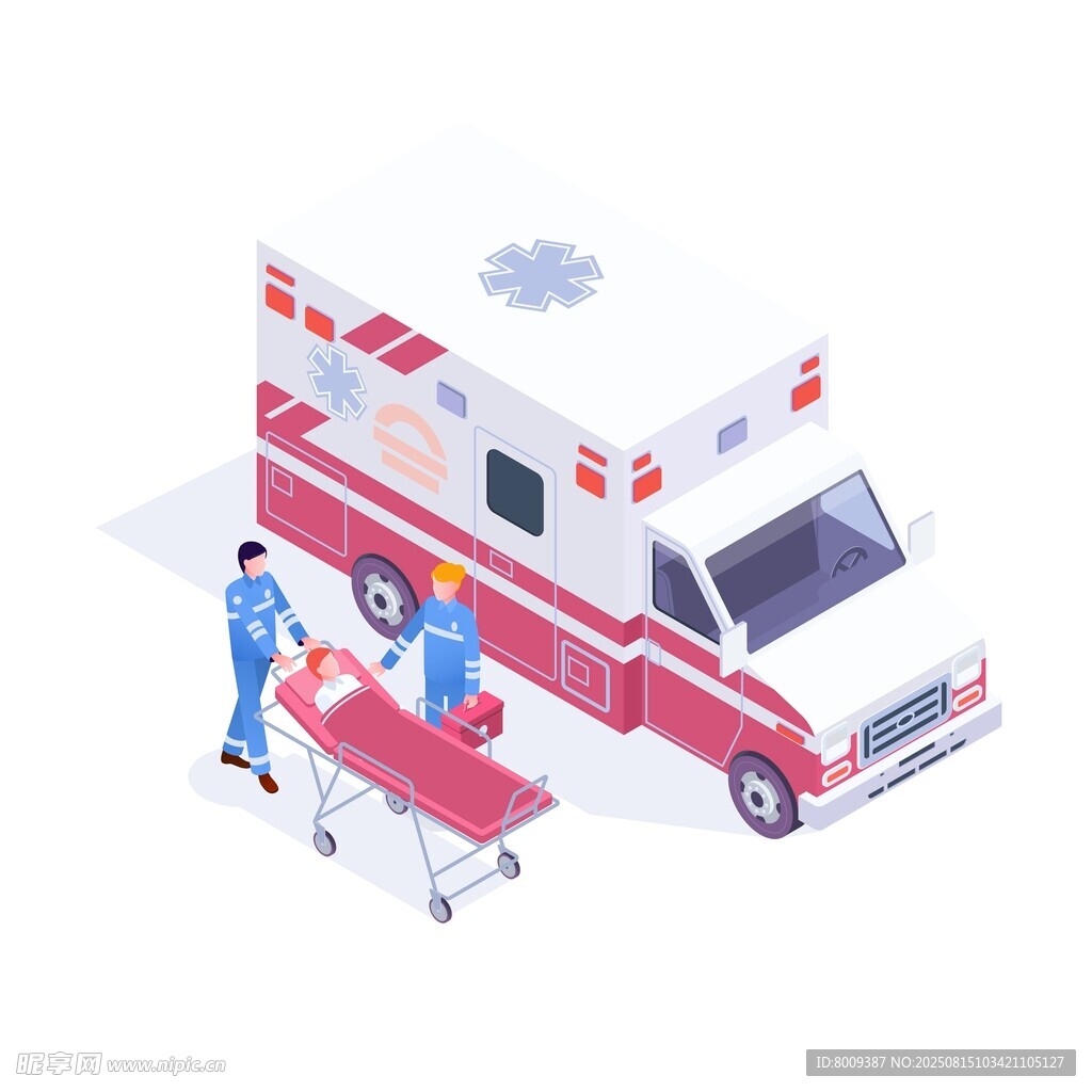 救護車旁醫(yī)護人員緊急救援
